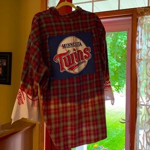 Upcycled MN twins flannel top